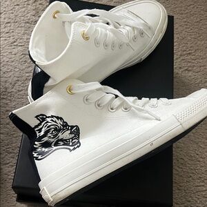 Darc Sport White High-Top Sneakers with Wolf Graphic
